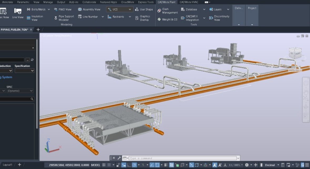 Modelado 3D de piping industrial en CADWorx Plant