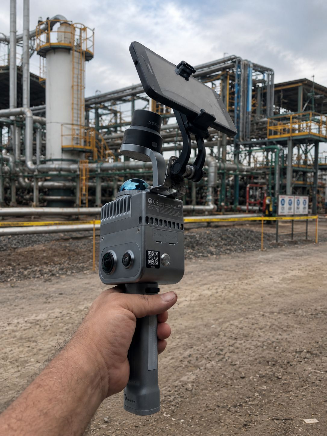Escáner LiDAR móvil XGRIDS en una planta industrial
